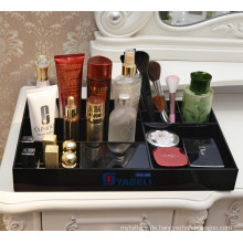 Schwarzes Acryl Kosmetikspeicher Display Tray Divided Organizer